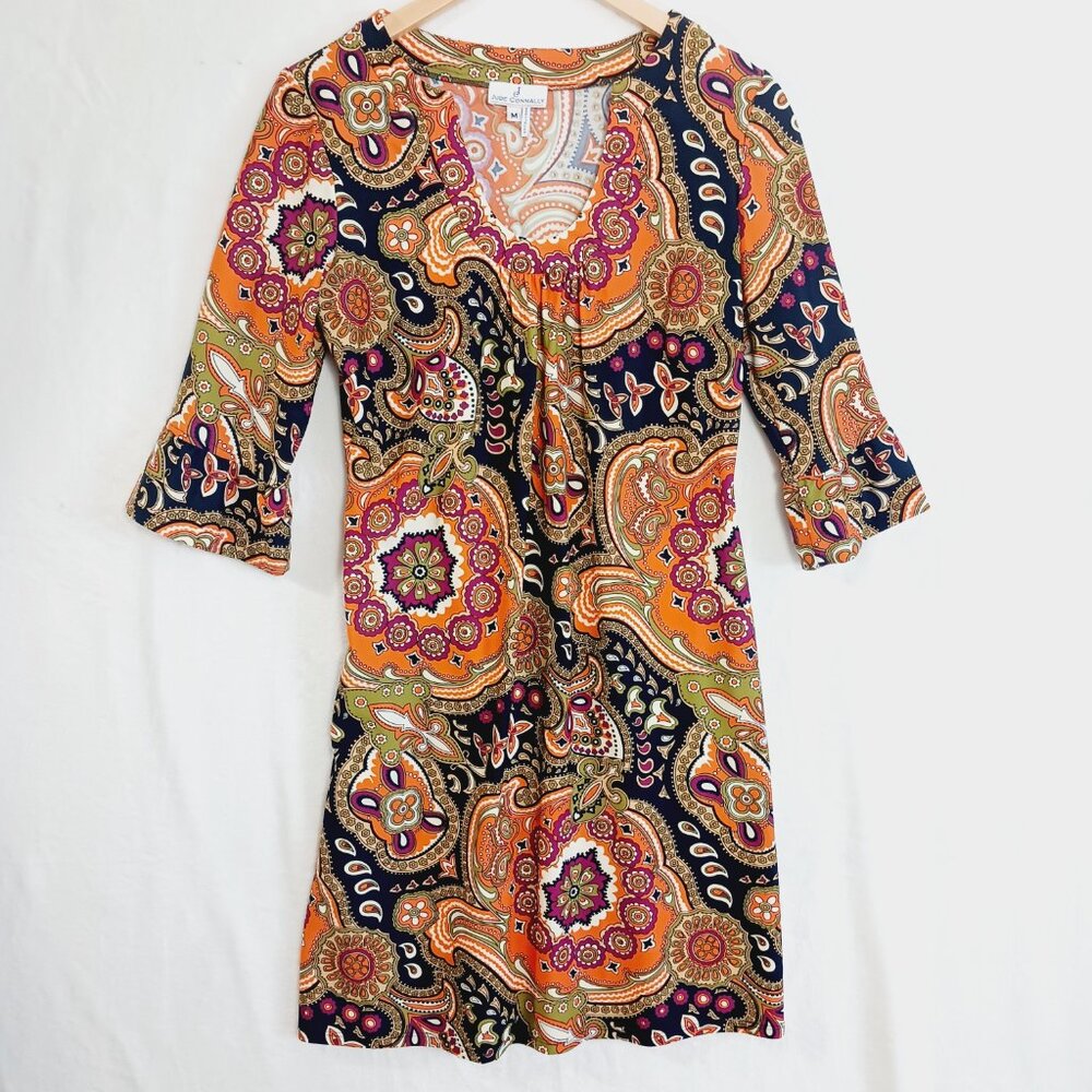 Jude Connally, Nancy's Print Dress, Size Medium, Black/Orange/Multi, Scoop Neck - Picture 4 of 10